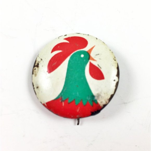 Kellogg's Cereal Pin Back Rooster Tin Logo Advertising - Picture 1 of 2